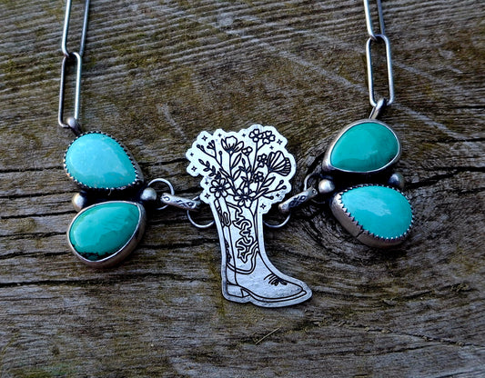 Arizona Turquoise Boot Bar Necklace - N233