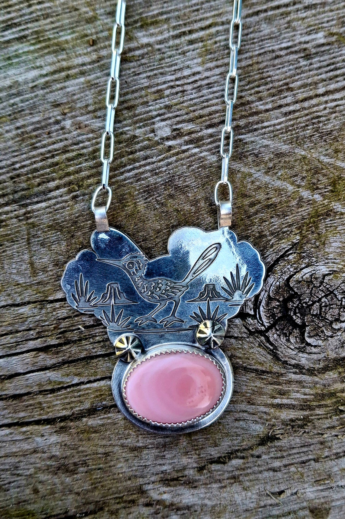 Pink Conch Roadrunner Necklace