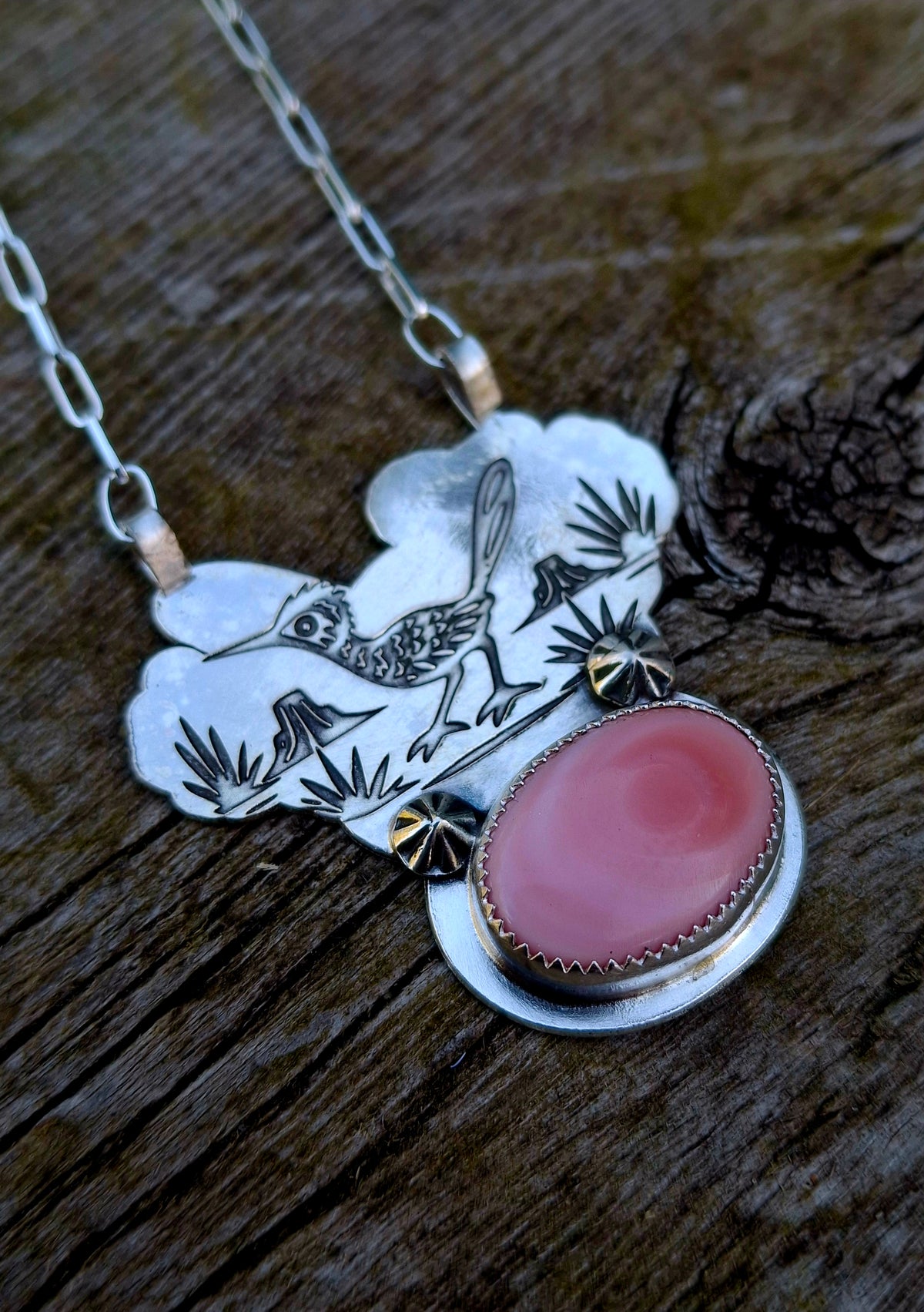 Pink Conch Roadrunner Necklace