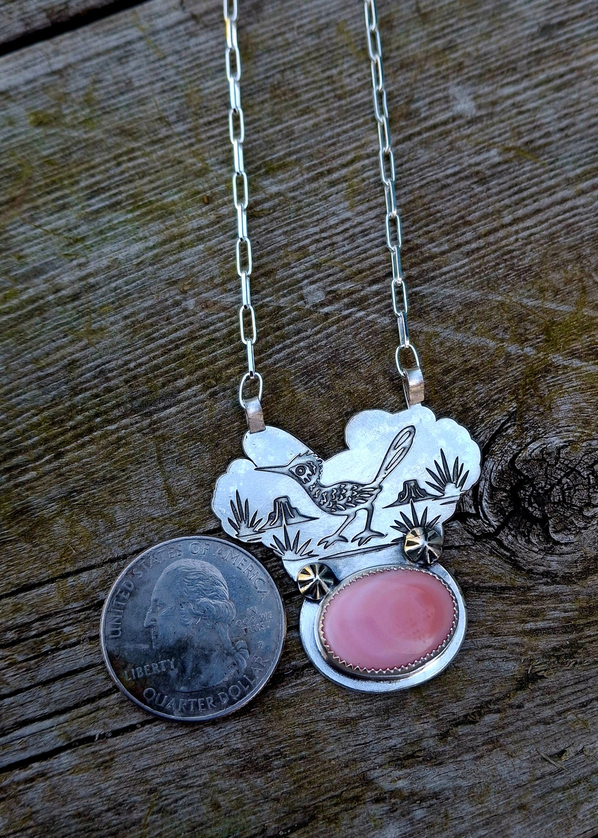 Pink Conch Roadrunner Necklace