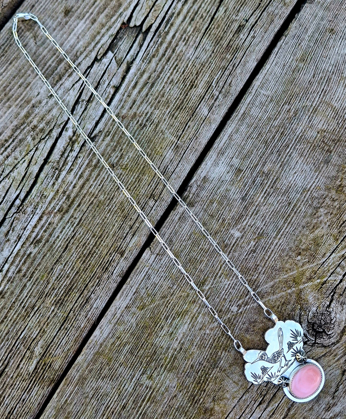 Pink Conch Roadrunner Necklace