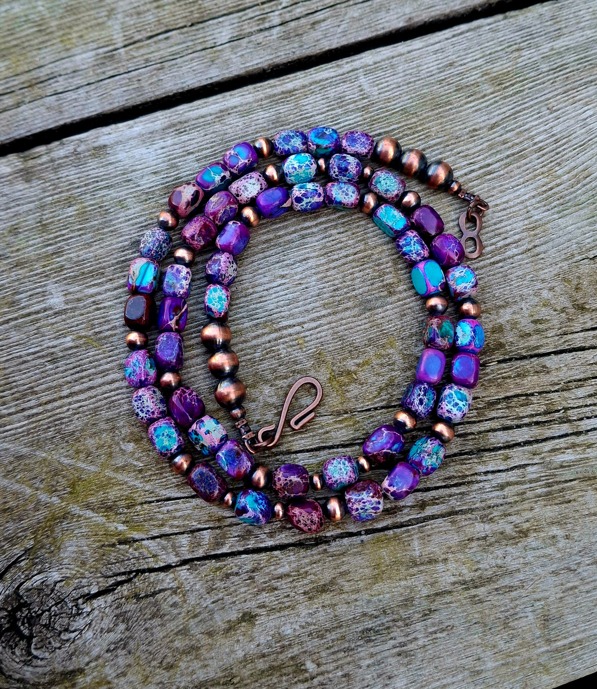 Purple Sea Sediment Beaded Necklace