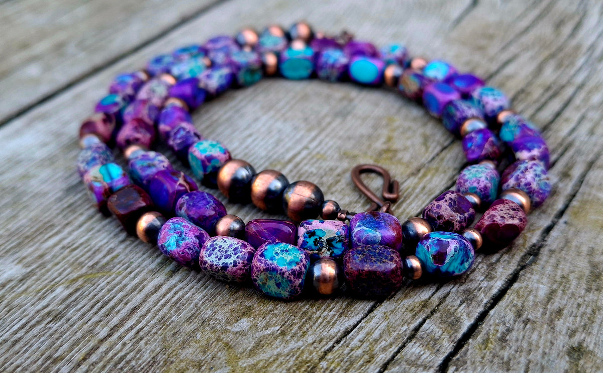 Purple Sea Sediment Beaded Necklace