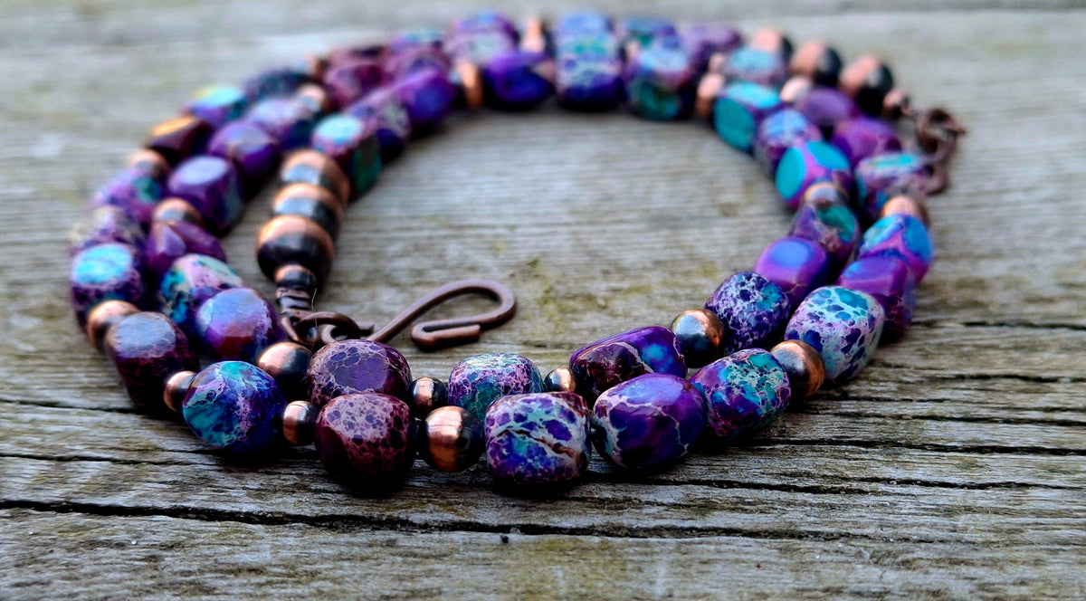 Purple Sea Sediment Beaded Necklace