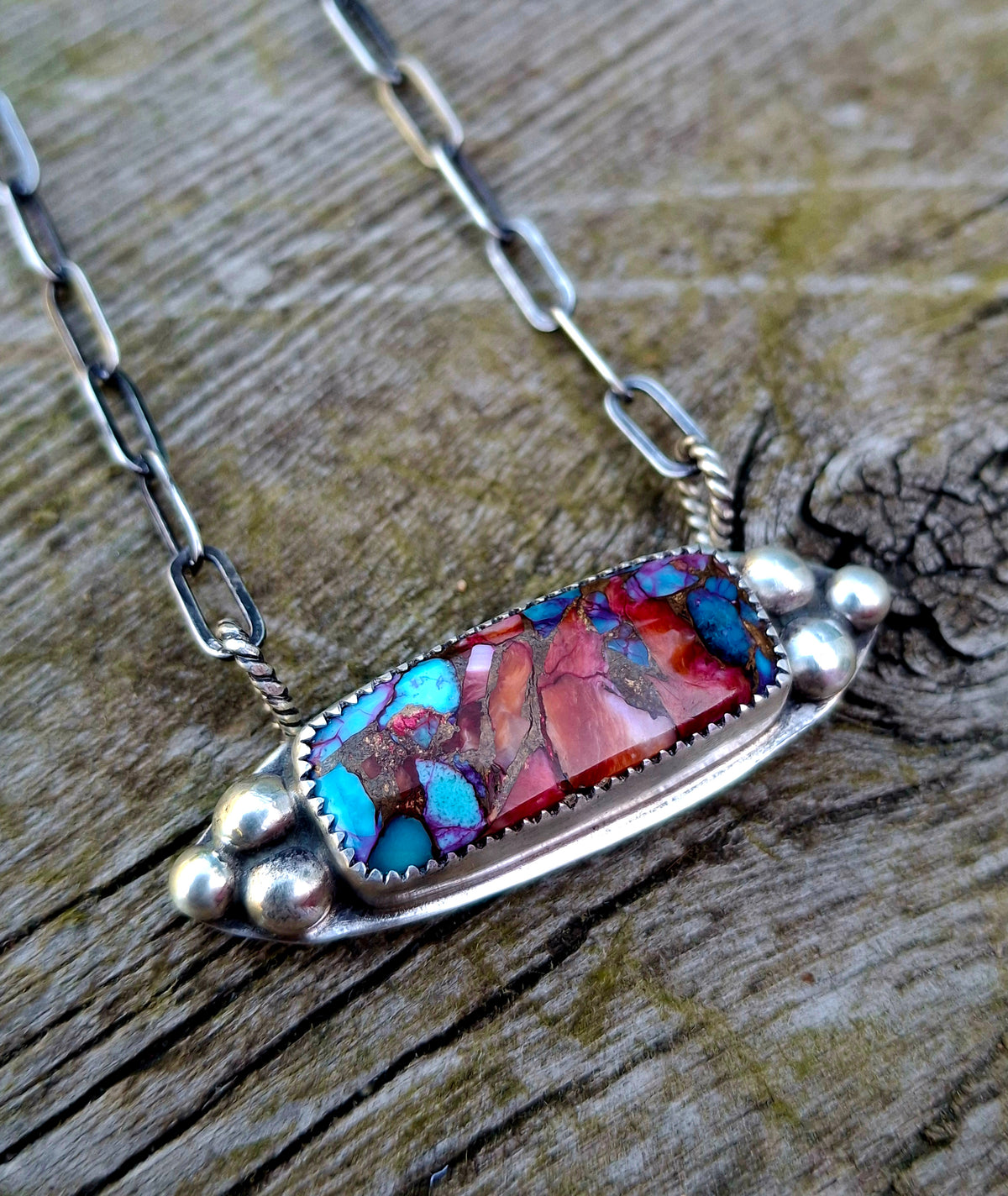 Pink Dahlia Bar Necklace