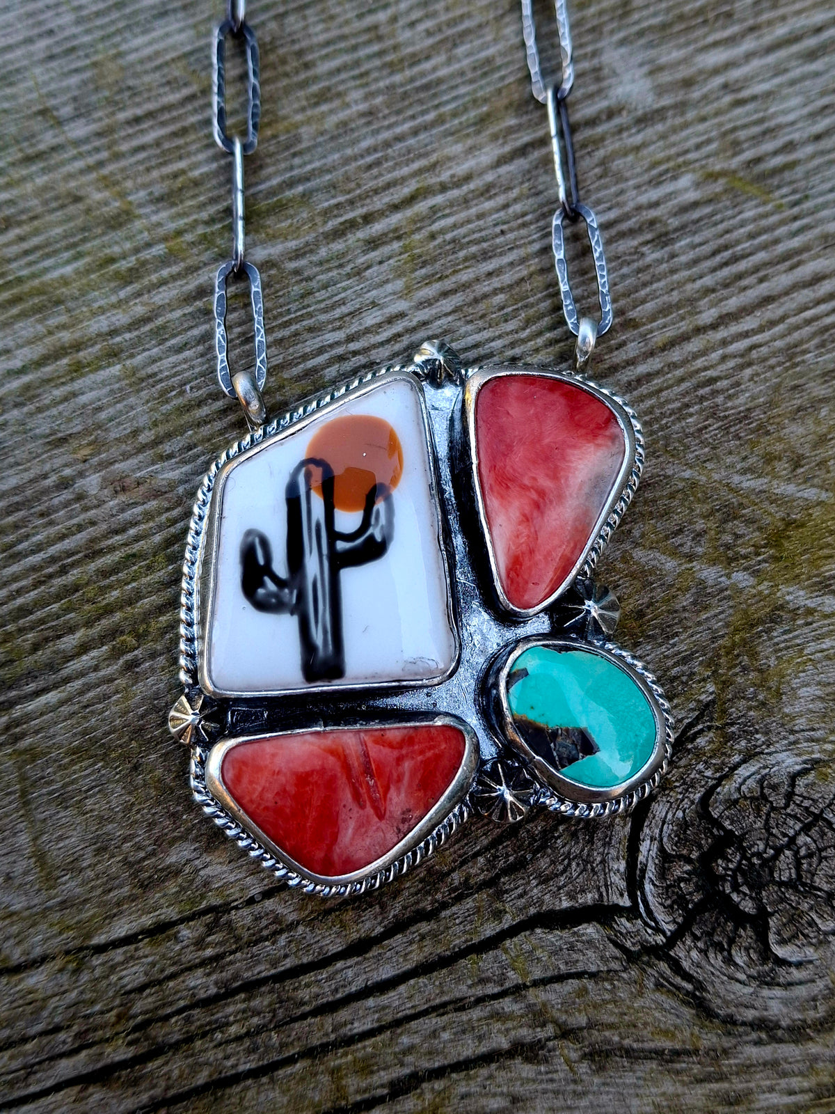 Hand Painted Cactus Necklace