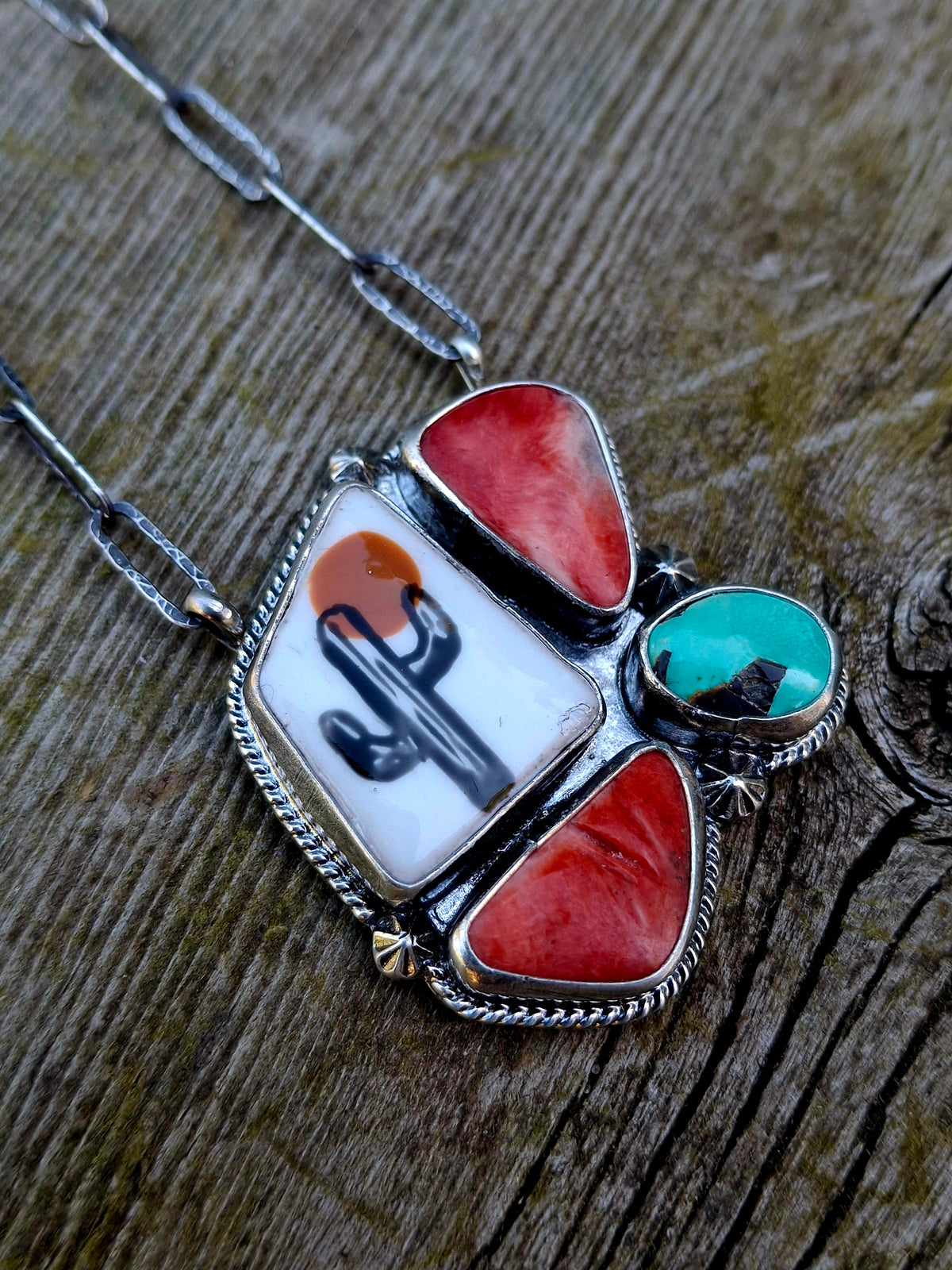 Hand Painted Cactus Necklace