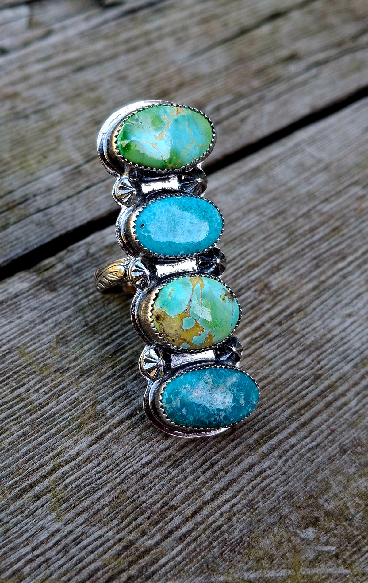 Mixed Turquoise Crawler Ring