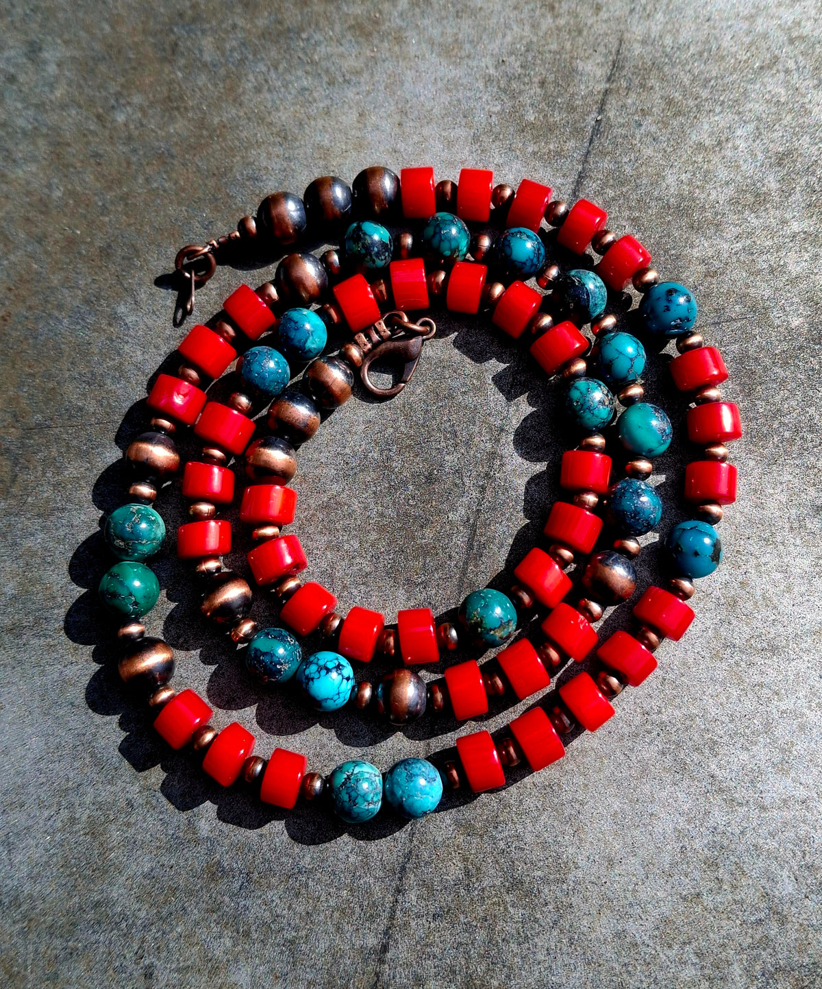 Coral/Hubei Bead Necklace