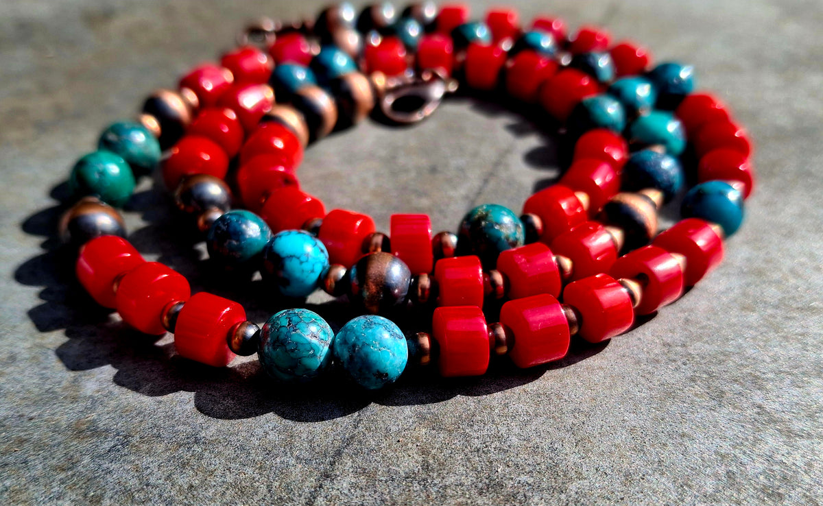Coral/Hubei Bead Necklace