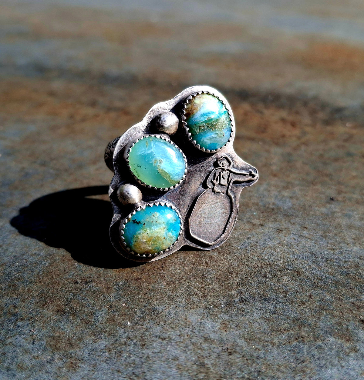 Opal Rodeo Clown Adjustable Ring