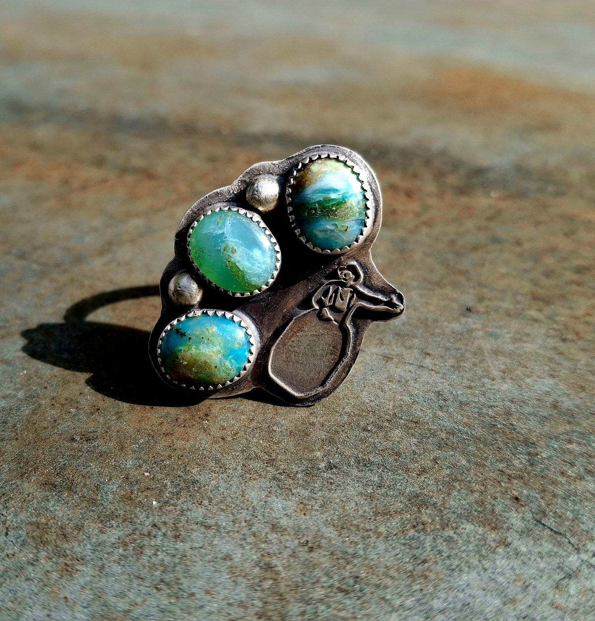 Opal Rodeo Clown Adjustable Ring