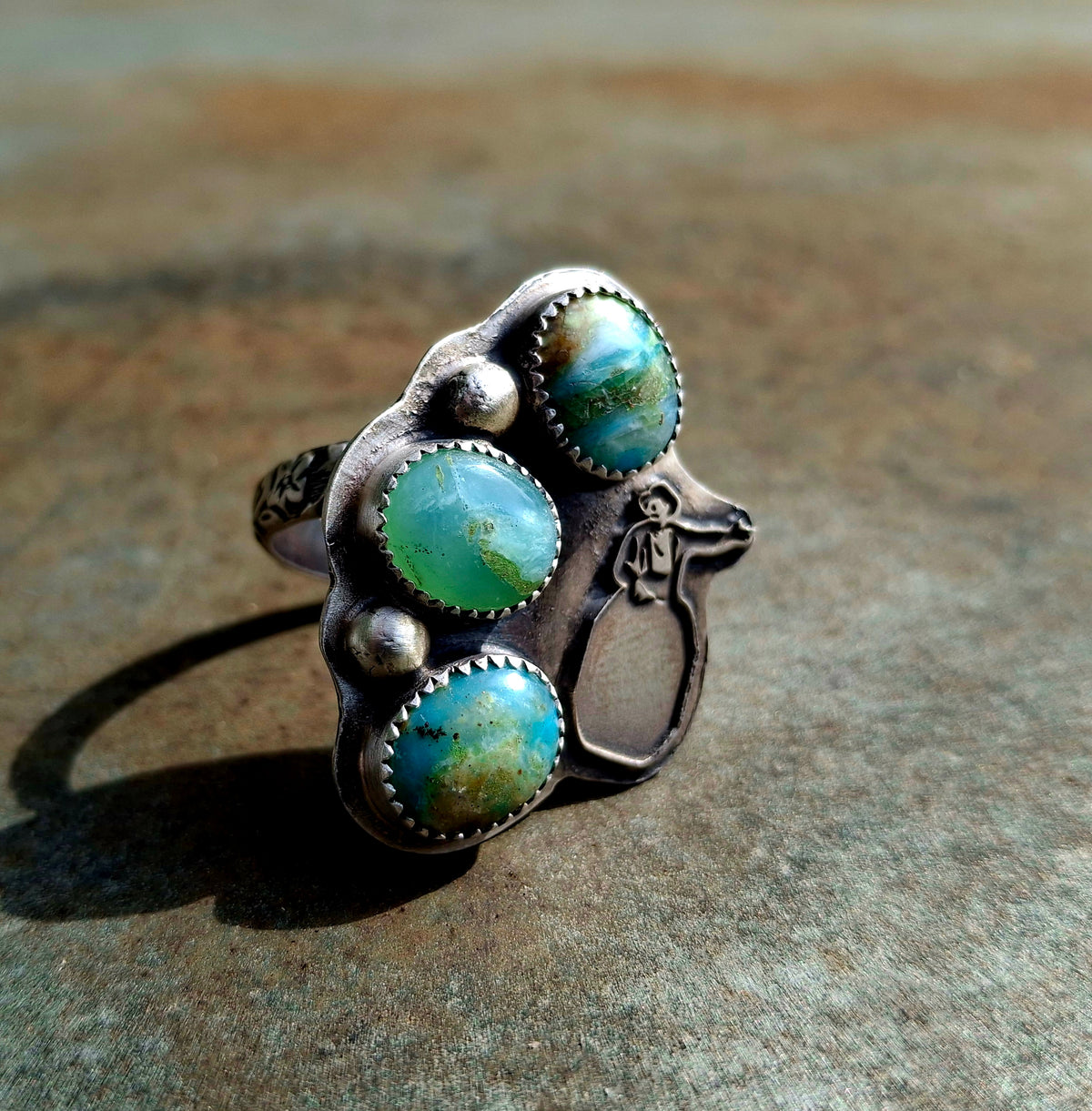 Opal Rodeo Clown Adjustable Ring