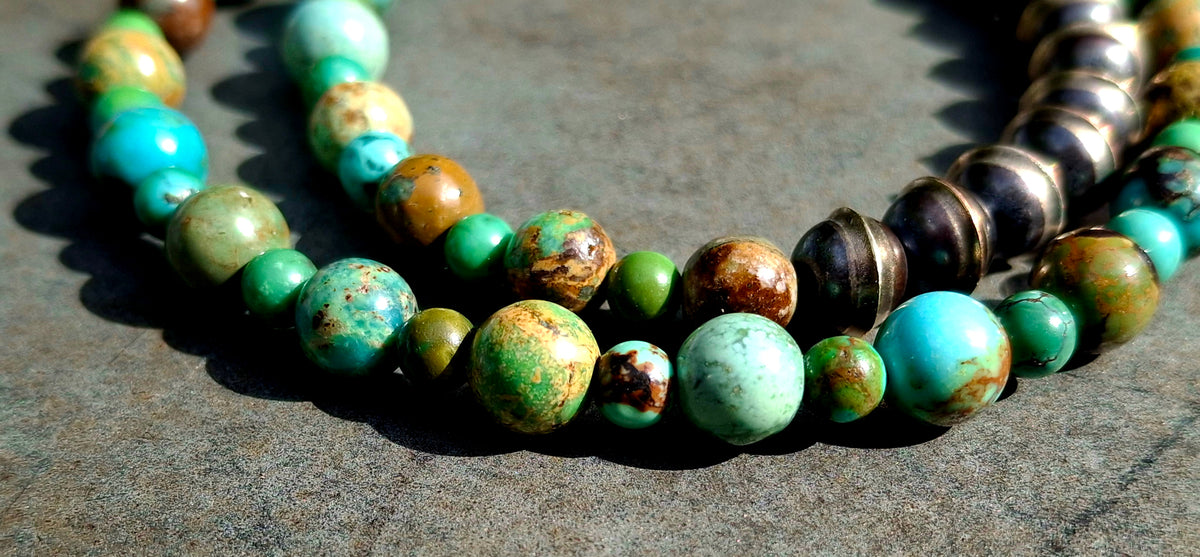 Mixed Turquoise Bench Bead Necklace