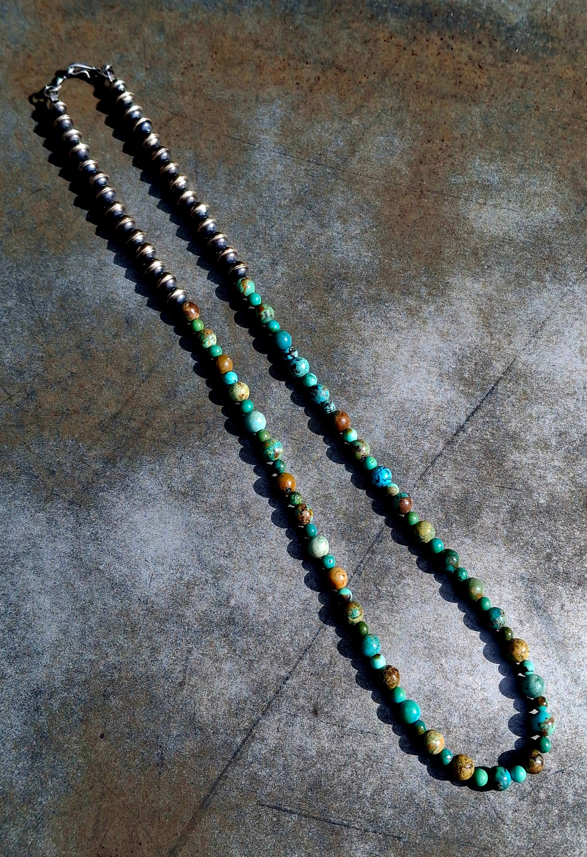 Mixed Turquoise Bench Bead Necklace
