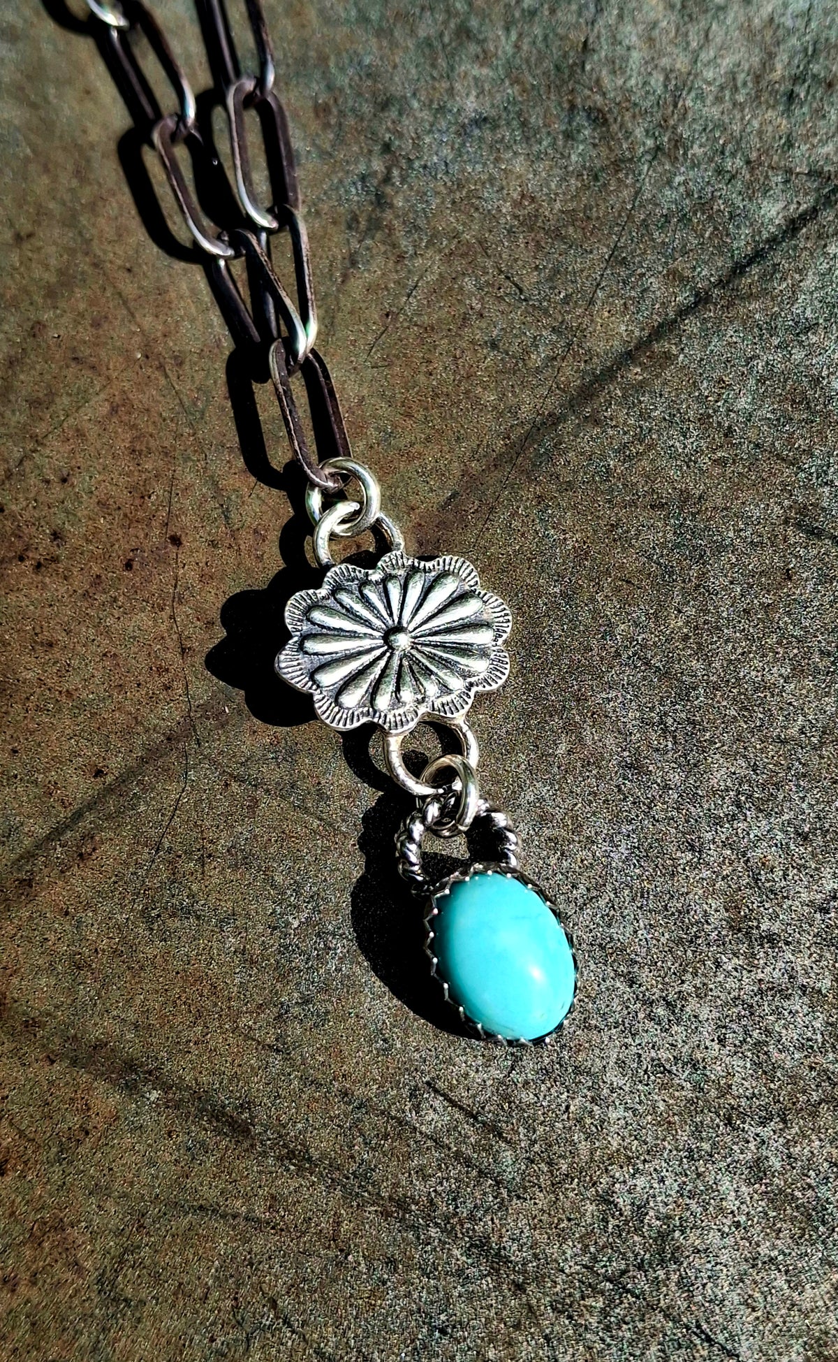 Dainty Kingman Concho Necklace