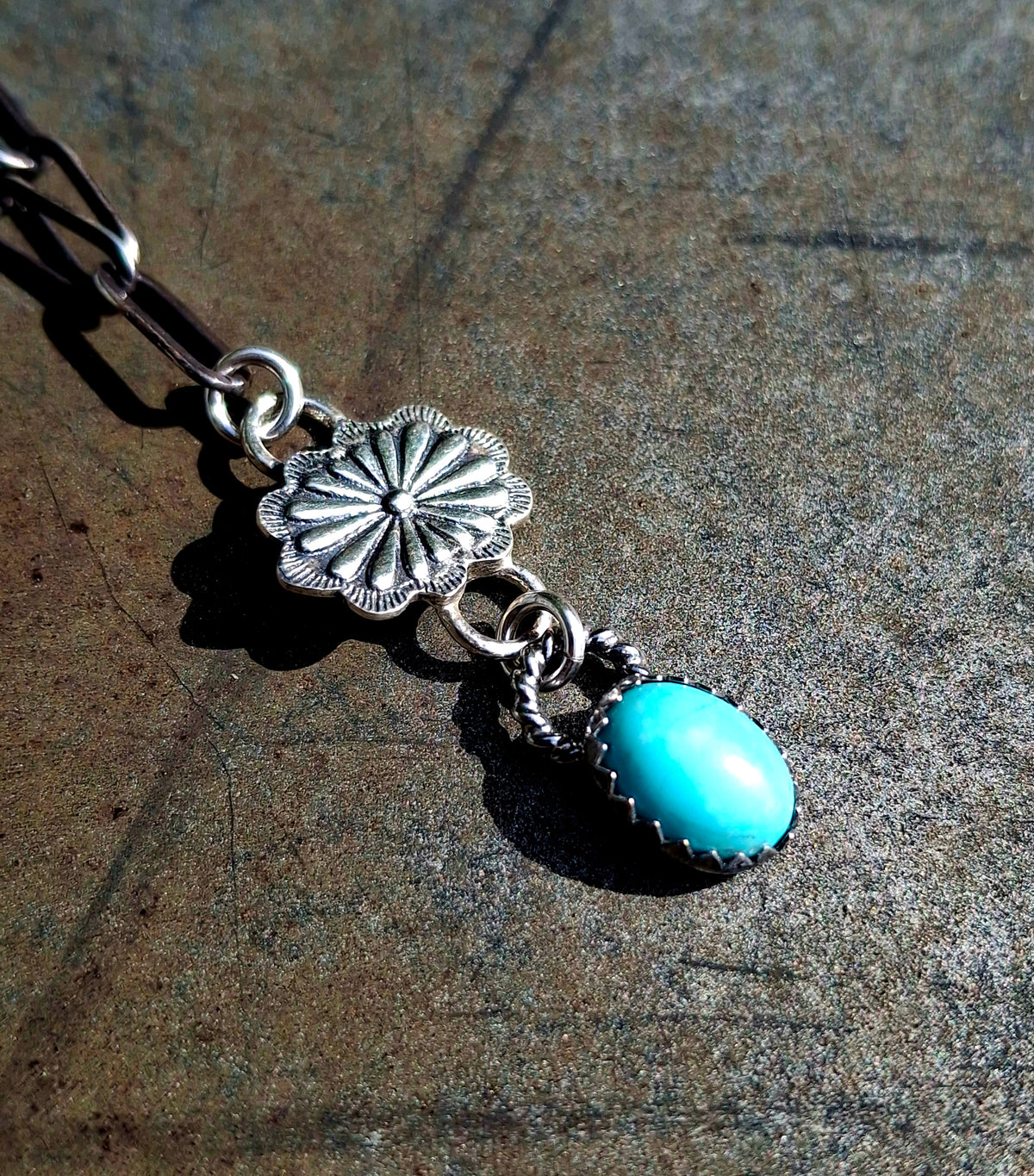Dainty Kingman Concho Necklace