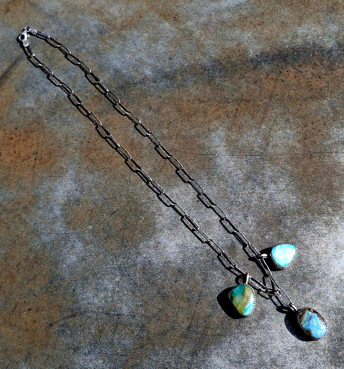 Blue Peruvian Opal Charm Necklace