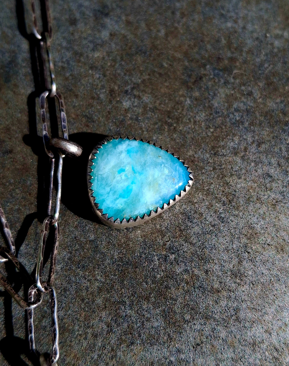 Blue Peruvian Opal Charm Necklace