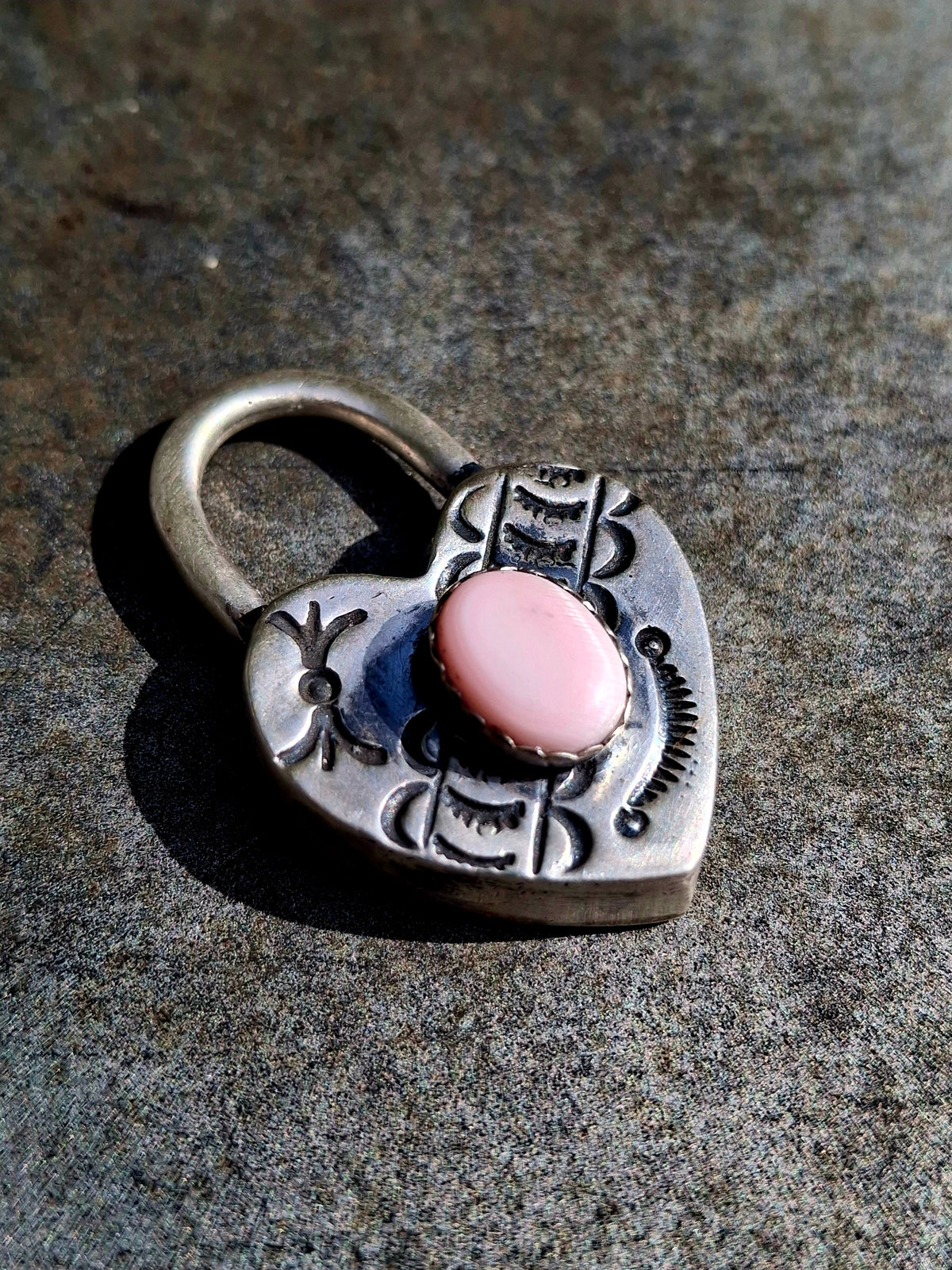 Pink Conch Heart Lock Pendant