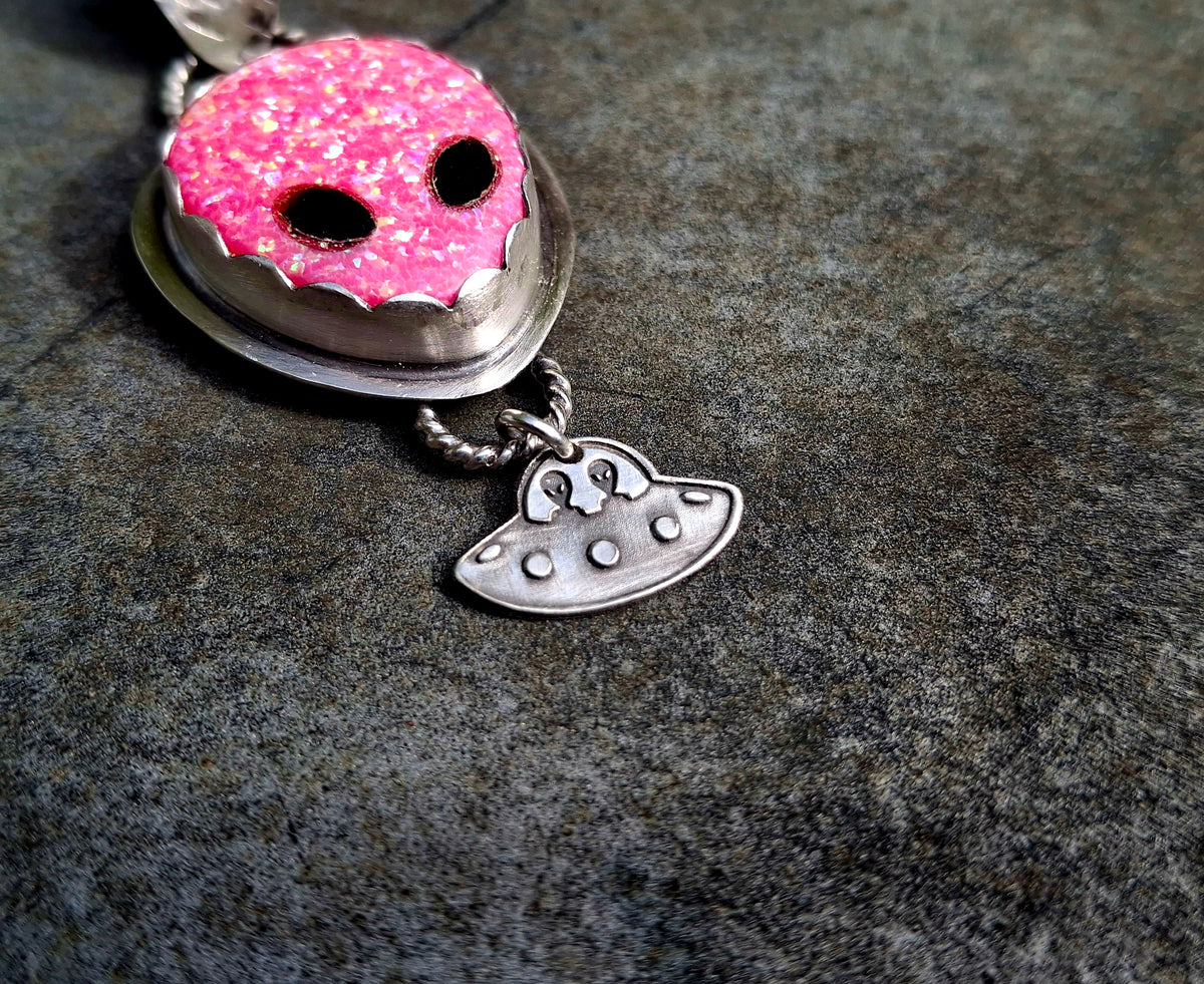Pink Opal Alien/UFO Pendant