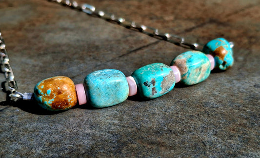 Royston/Pink MOP Bead Necklace - N260