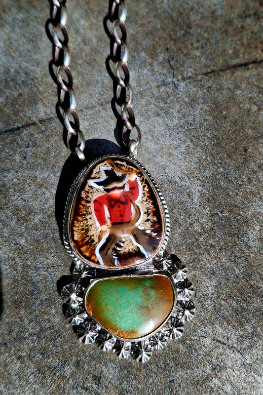 Hand Painted Cowboy/Royston Necklace - N256