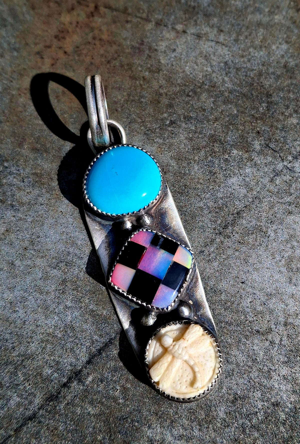 Kingman/Opal Check/Dragonfly Pendant