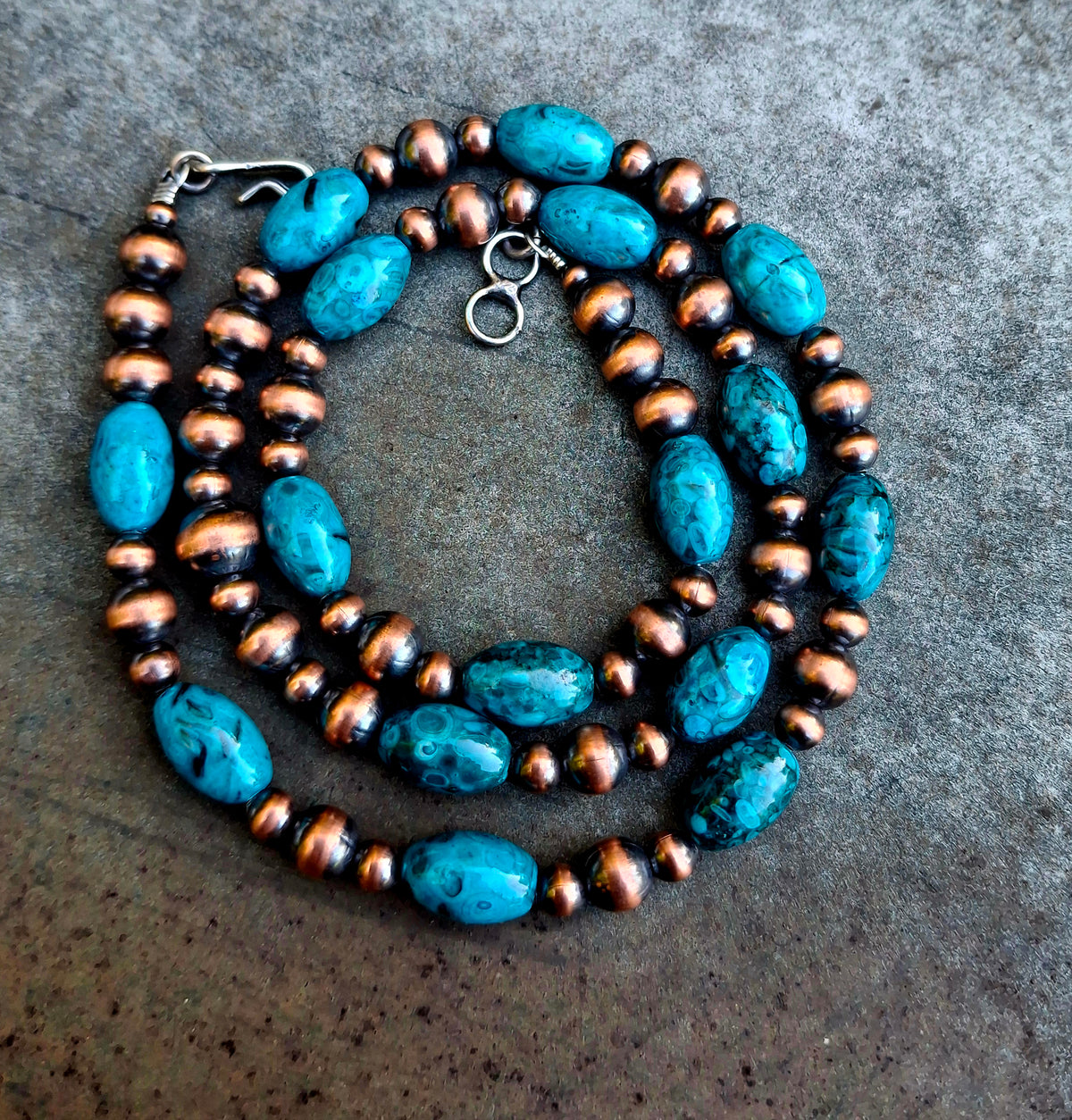 Chrysocolla/Copper Bead Necklace