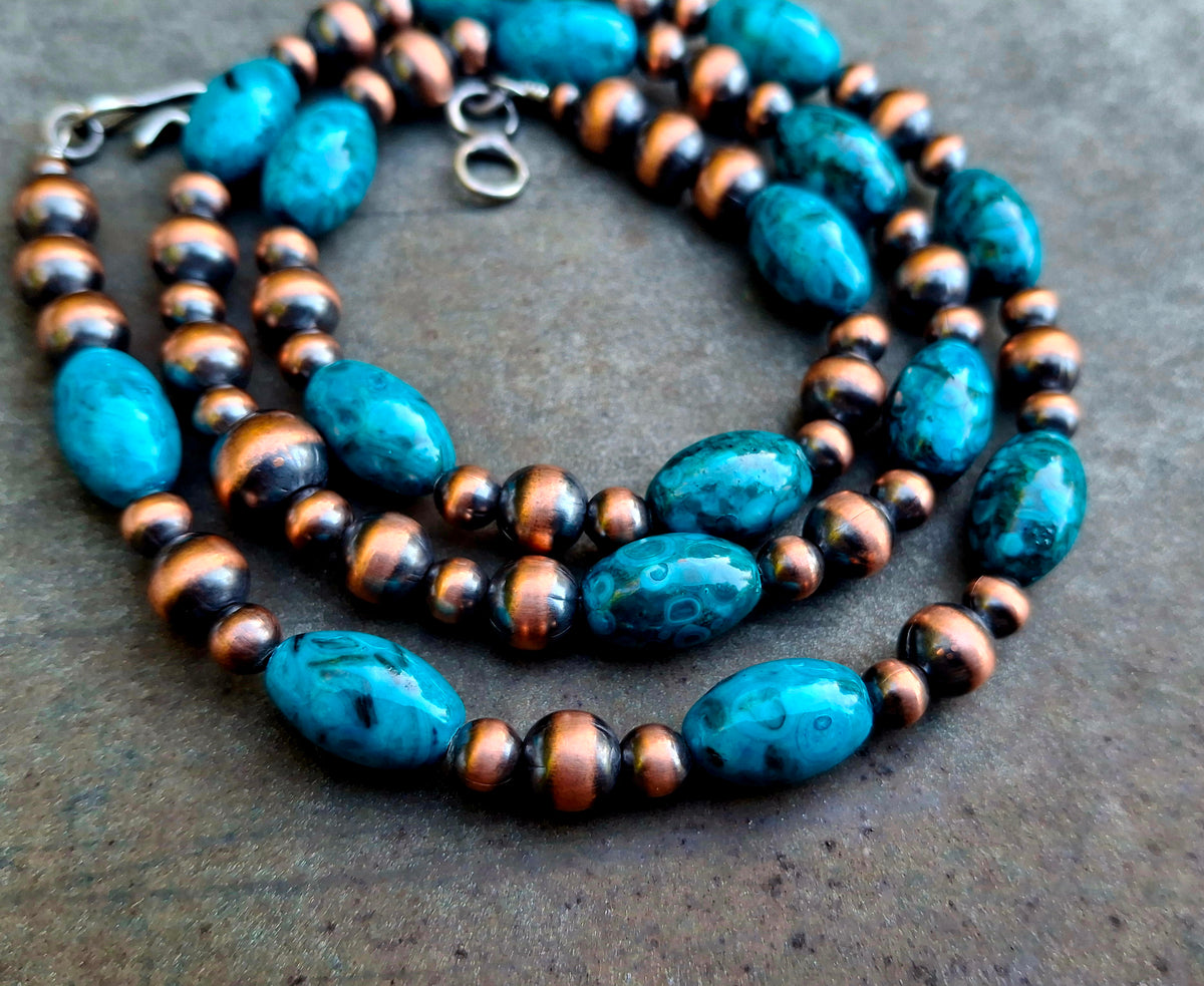 Chrysocolla/Copper Bead Necklace