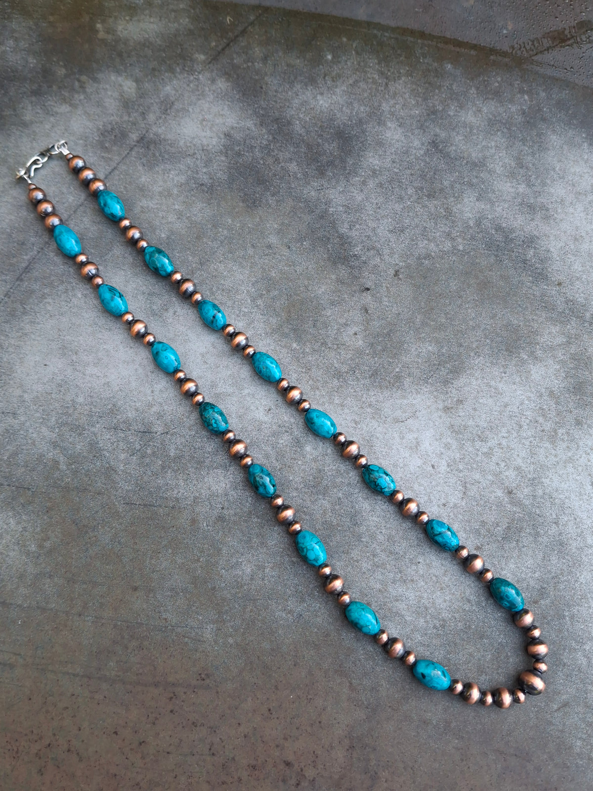 Chrysocolla/Copper Bead Necklace