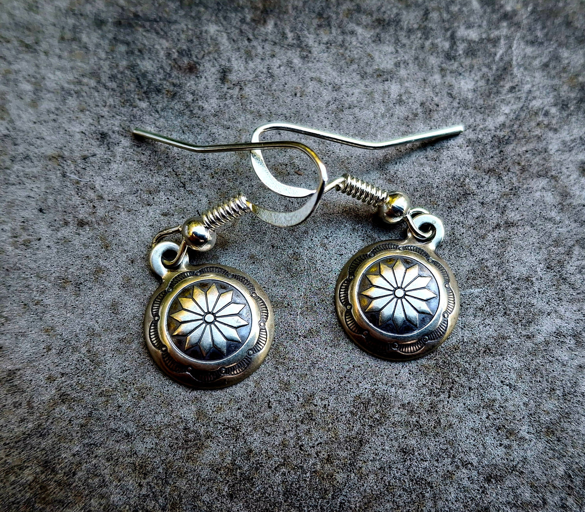 Sterling Concho Dangle Earrings