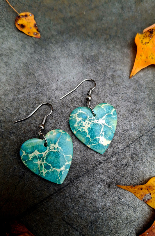 Blue Indigo Heart Earrings