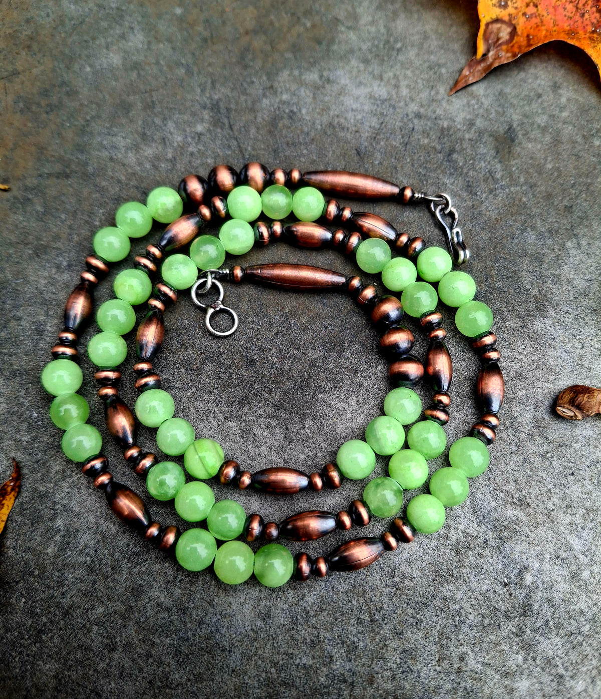 Green Jade/Copper Bead Necklace