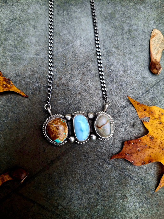 Royston/Larimar Bar Necklace