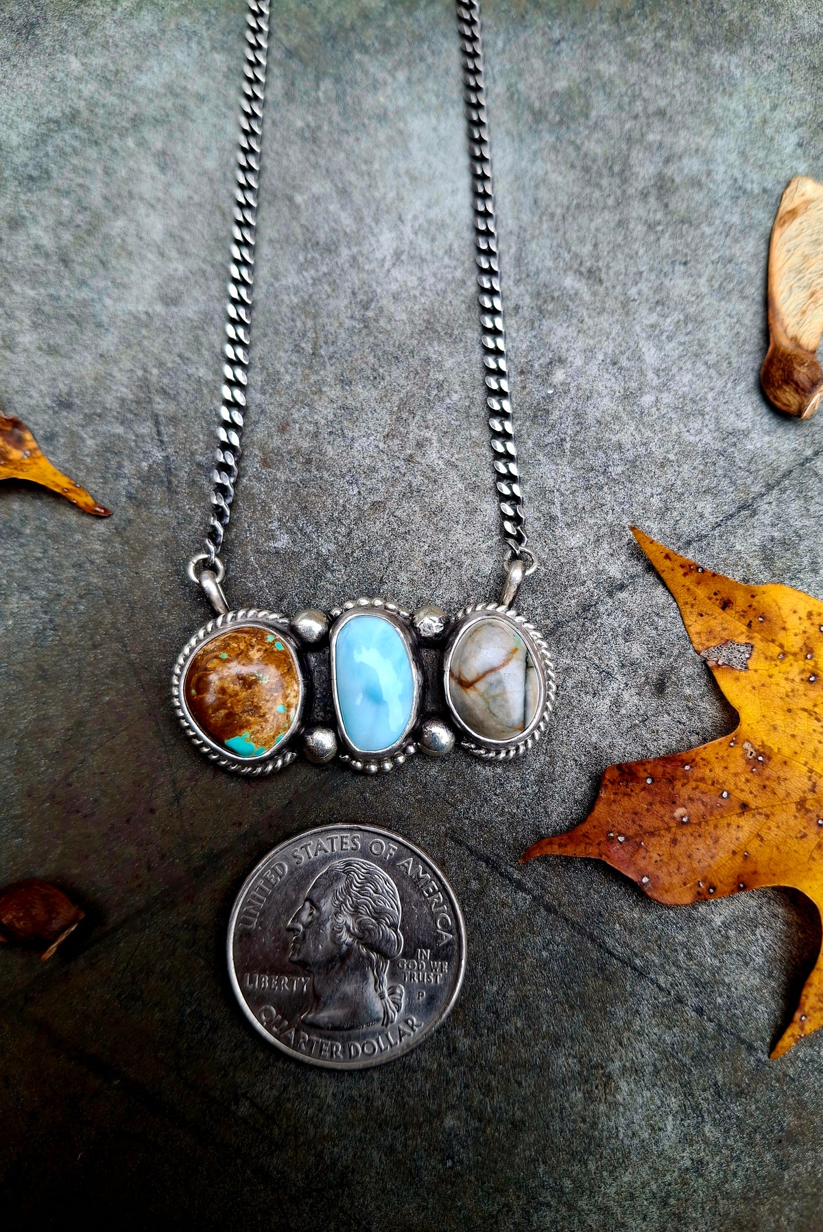 Royston/Larimar Bar Necklace