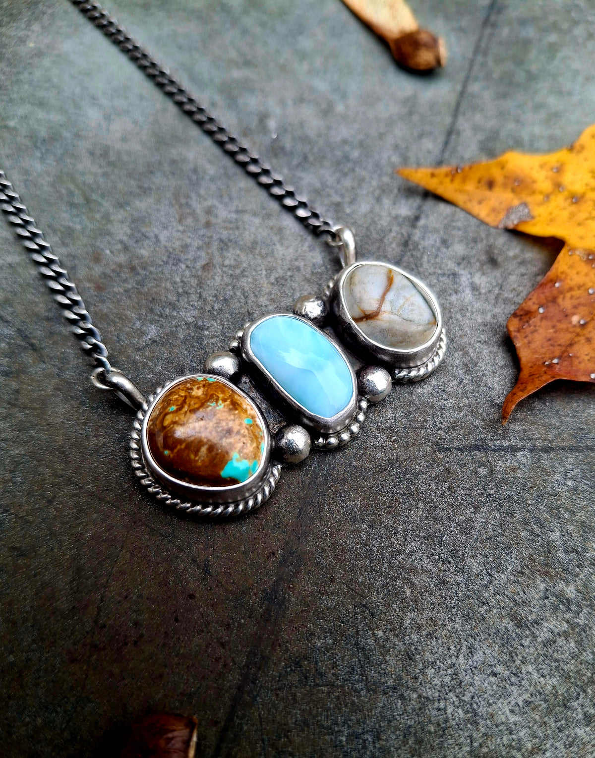 Royston/Larimar Bar Necklace