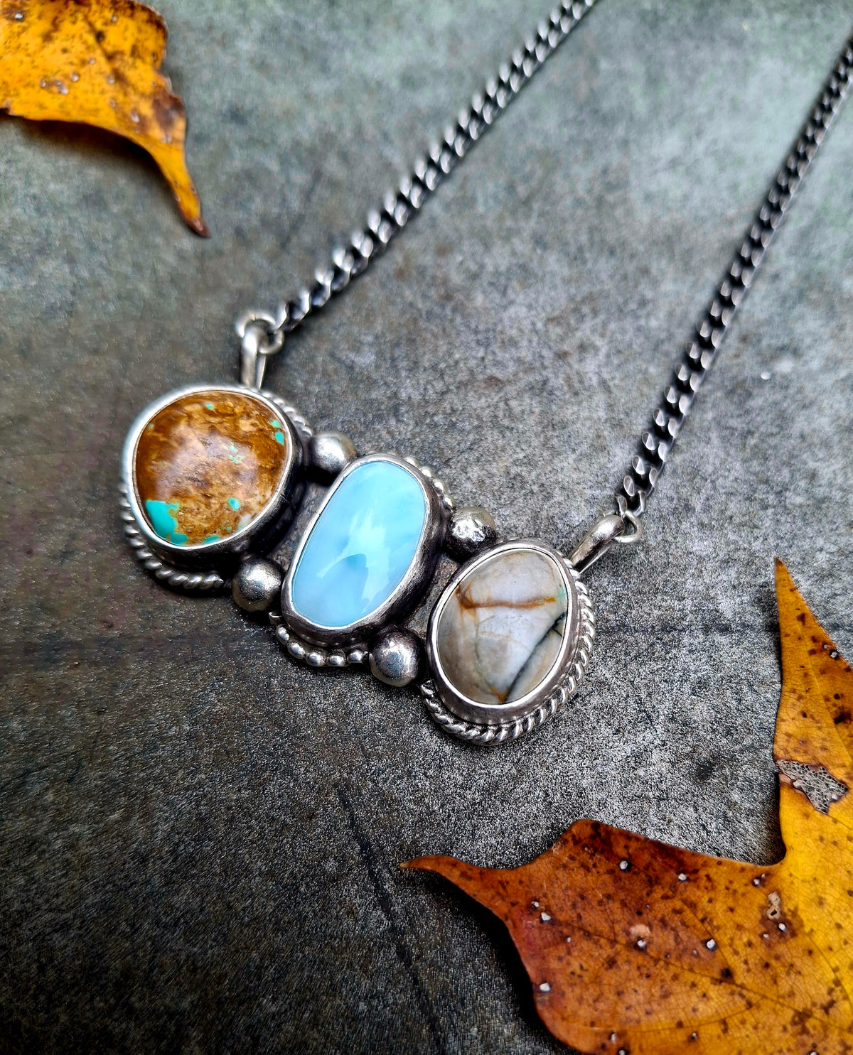 Royston/Larimar Bar Necklace