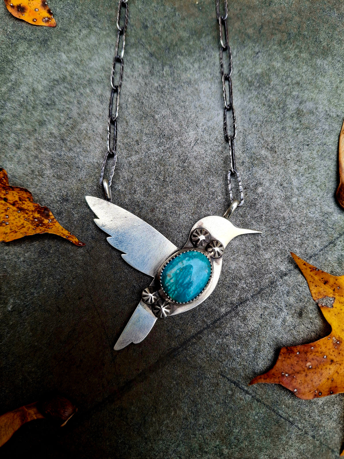 Fox Turquoise Hummingbird Necklace