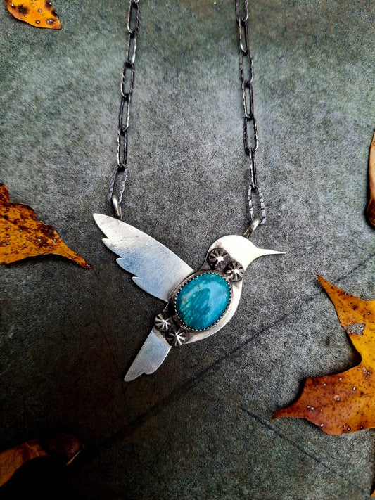 Fox Turquoise Hummingbird Necklace