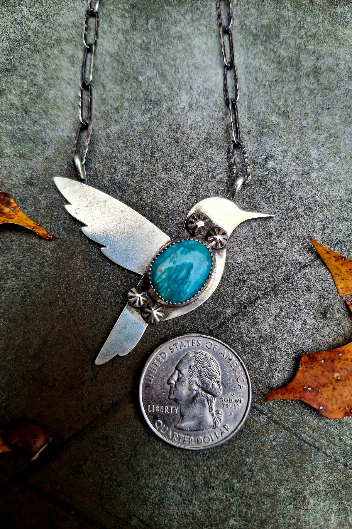 Fox Turquoise Hummingbird Necklace