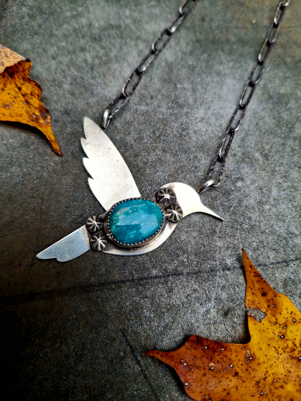 Fox Turquoise Hummingbird Necklace
