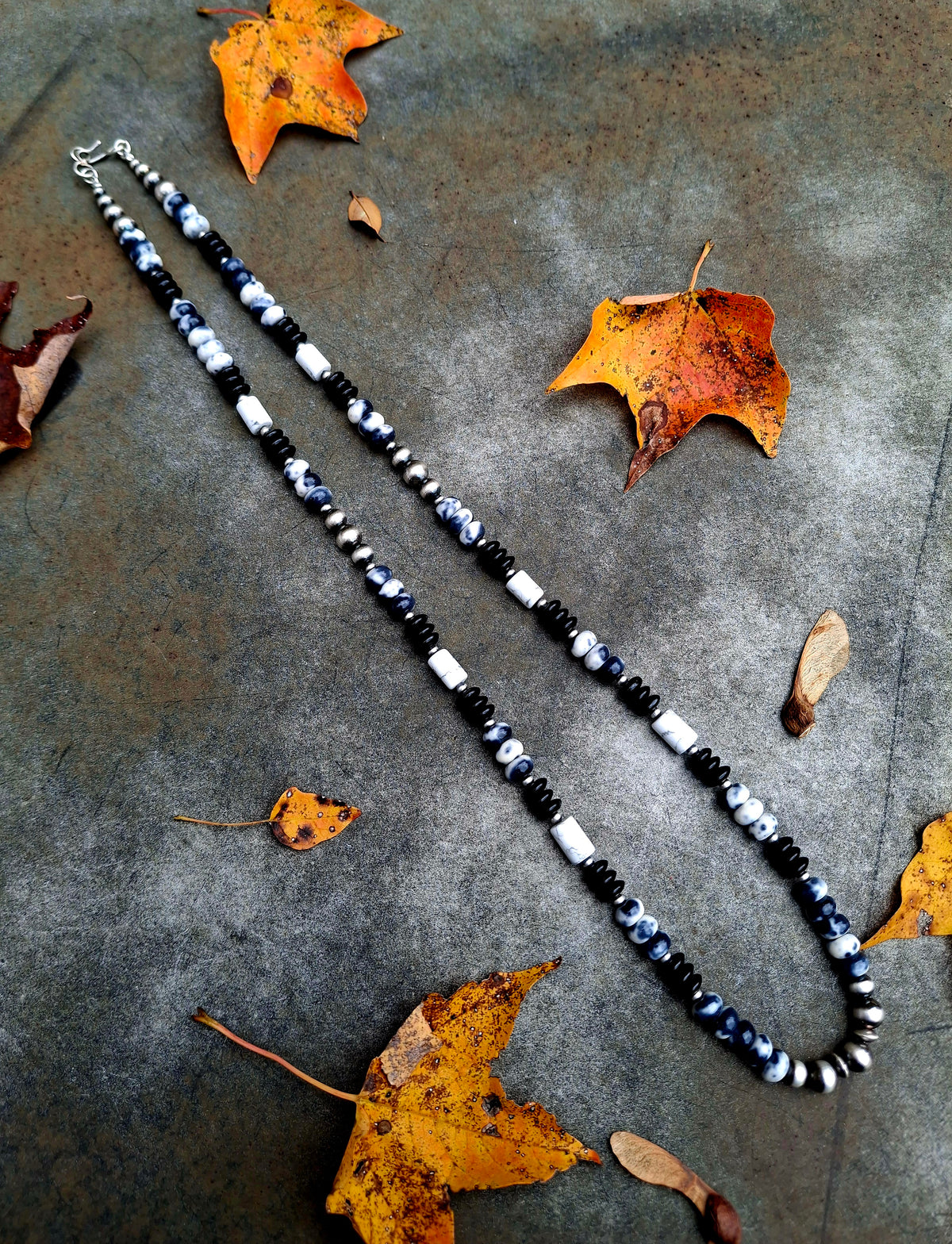 Black Onyx/Howlite Bead Necklace