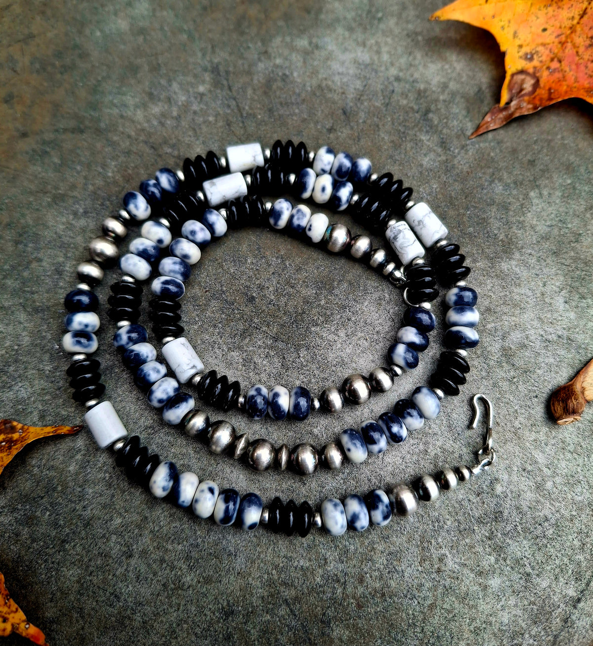 Black Onyx/Howlite Bead Necklace