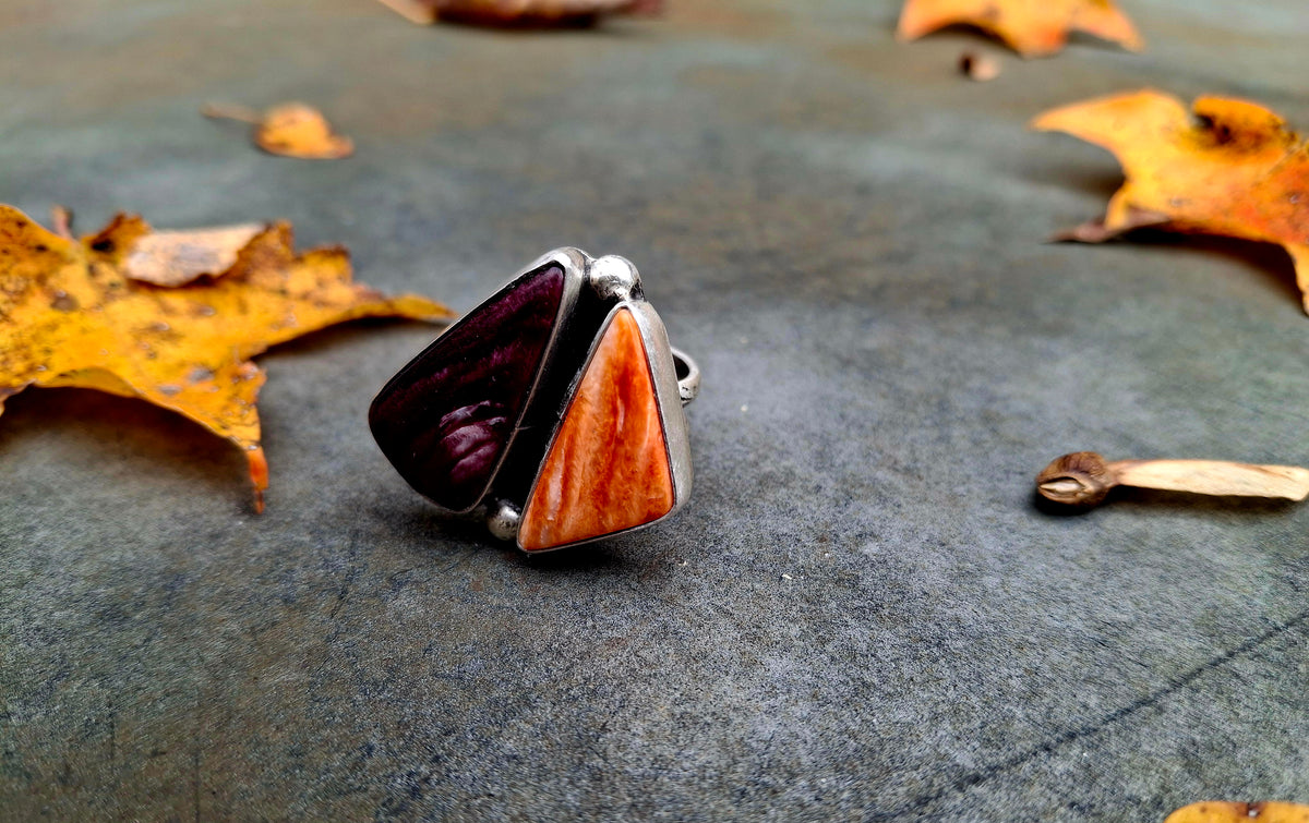 Purple/Orange Spiny Adjustable Ring
