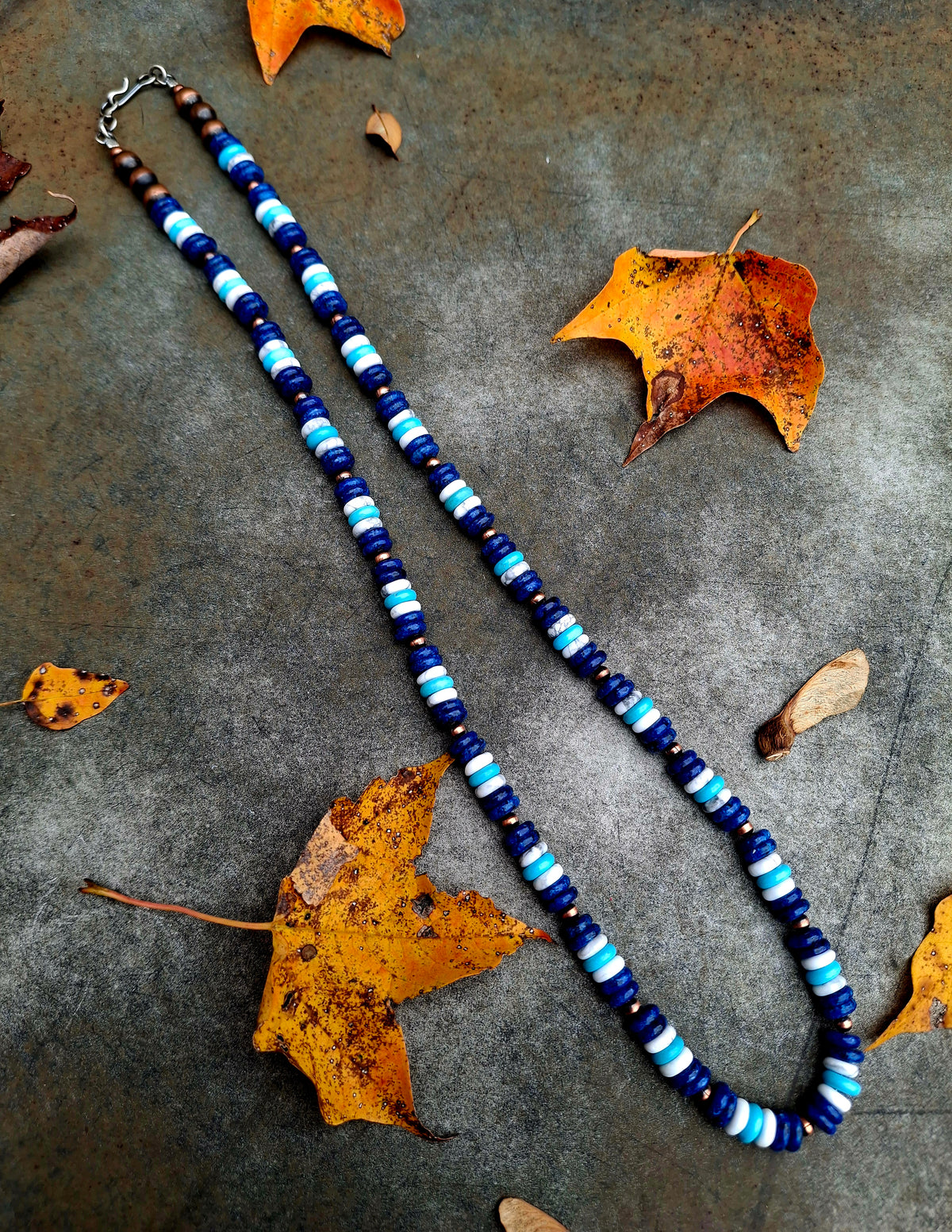 Kingman/Lapis/Howlite/Copper Bead Necklace