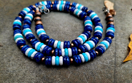 Kingman/Lapis/Howlite/Copper Bead Necklace