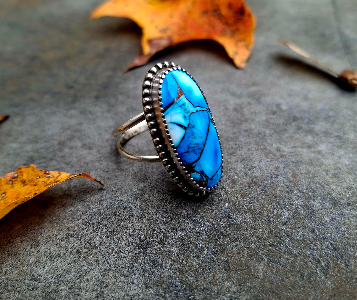 Blue Dahlia Adjustable Ring