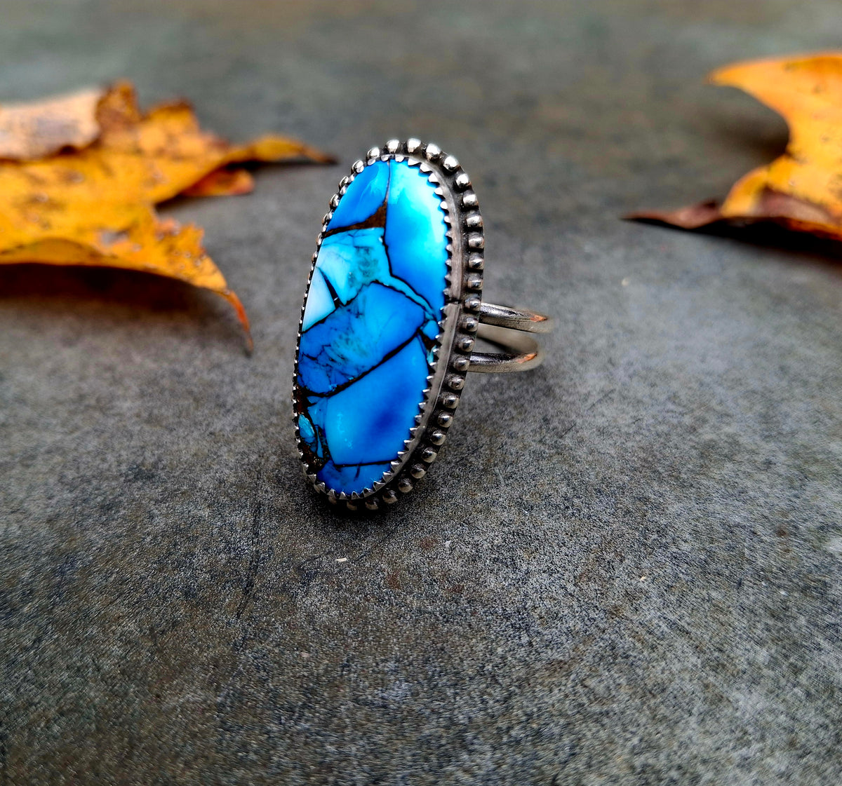 Blue Dahlia Adjustable Ring