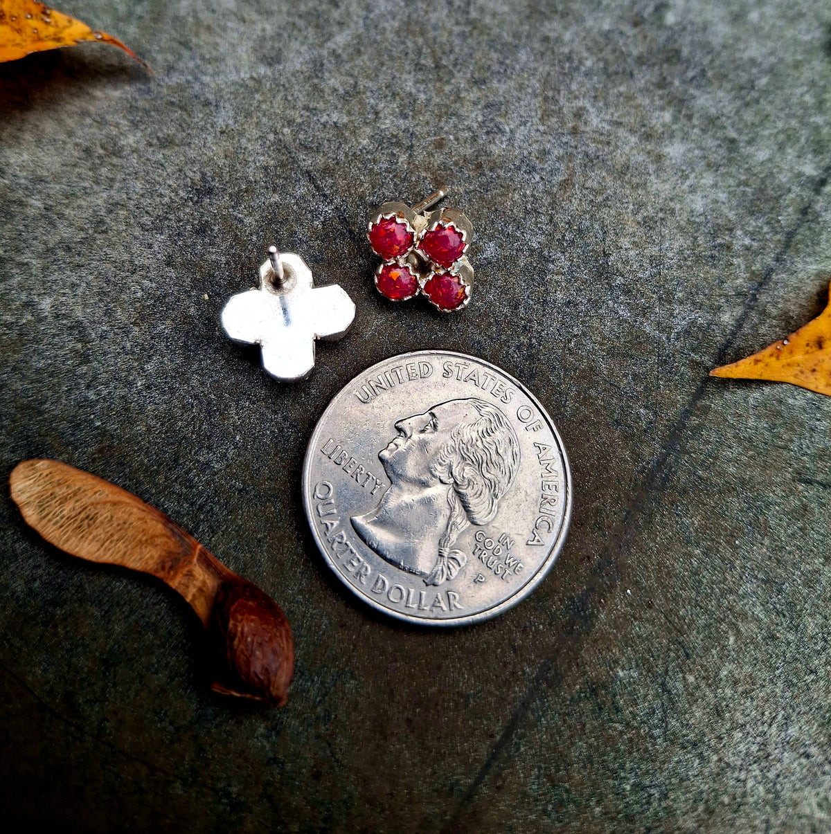 Raspberry Opal Cluster Studs